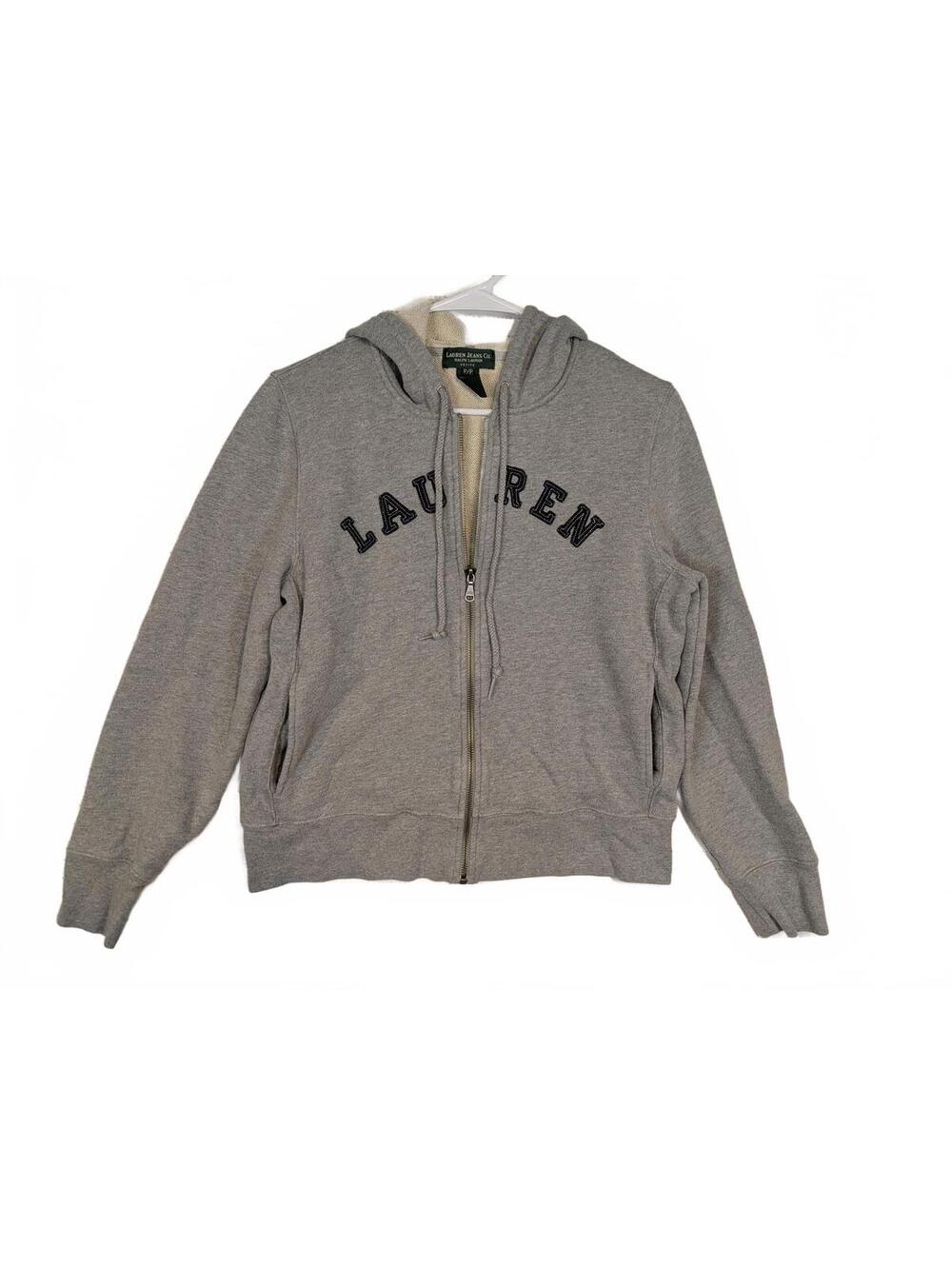Lauren Jeans Co Full Zip Hoodie Sweatshirt Logo Graphic Womens Petite P/P